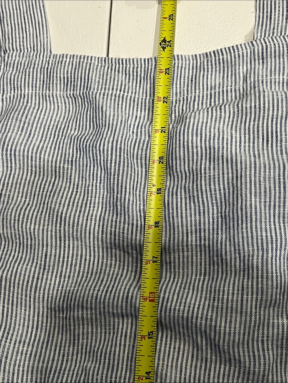 Quince 100% European Linen Square Neck Jumpsuit in blue pinstripe pattern Size M - Picture 11 of 13